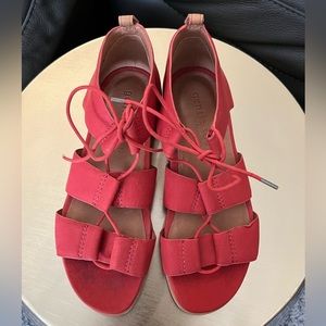 Gentle Soul Sandals Lace Up Red Leather